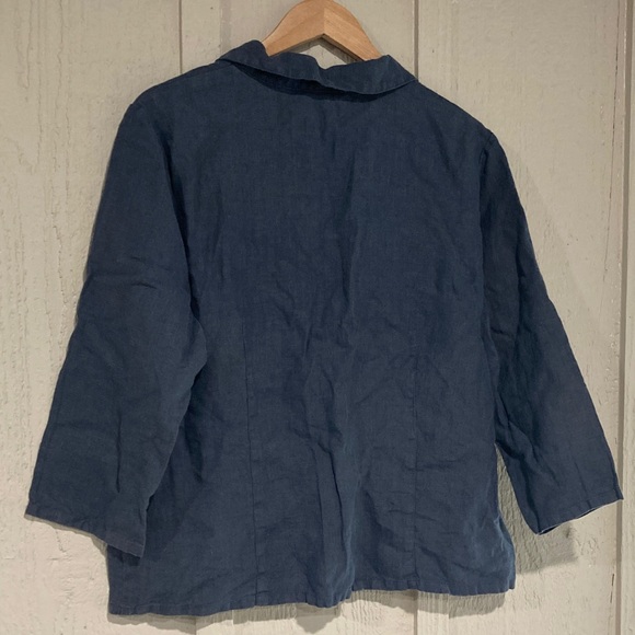 Cut Loose Linen Navy Blue Women's Top and Matching Pants - Picture 6 of 9
